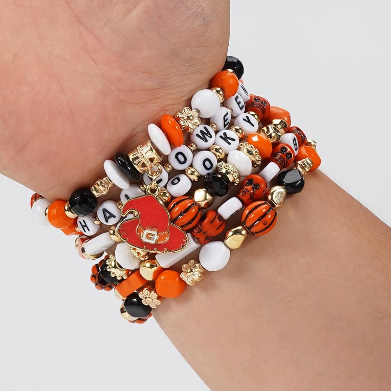 Lonext Halloween Bracelets Stackable Heishi Beaded Stretch Bracelets - Image 4